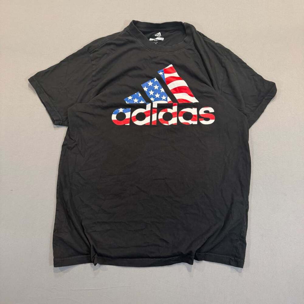 Adidas Golf USA American Flag Logo T-Shirt Size L Black